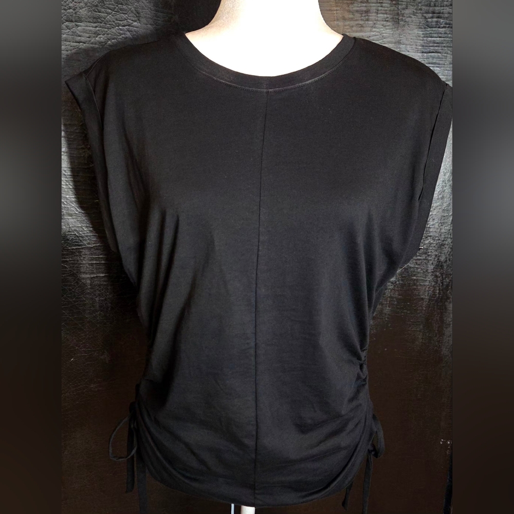 NWT INC International Concepts Deep Black Ruched Side Tunic Size M